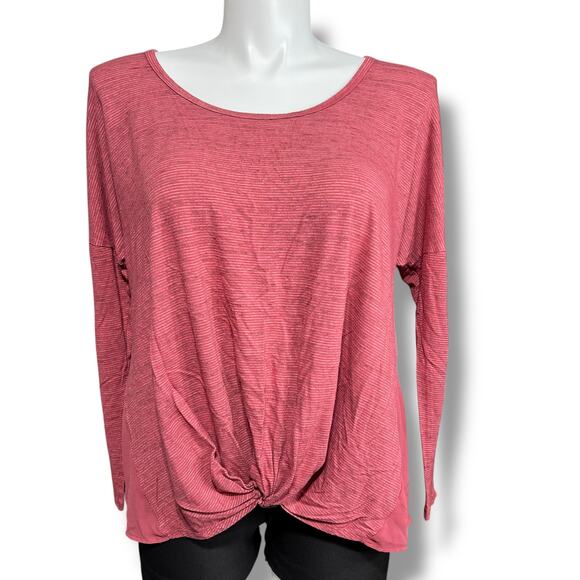 Maurices Womens Shirt Top Twist Hem Sheer Back Long Sleeve Pullover Red XXL - Picture 1 of 10